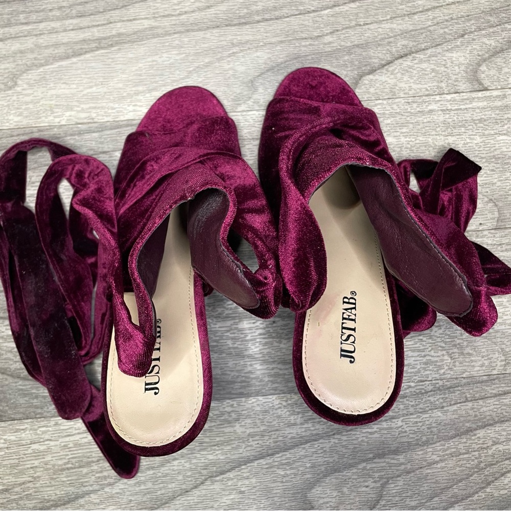 JustFab Abriana Velvet Wrap Heels - Picture 6 of 8